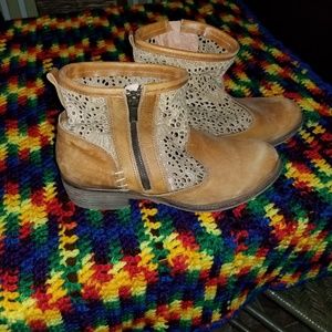 Adorable authentic leather & lace boots.